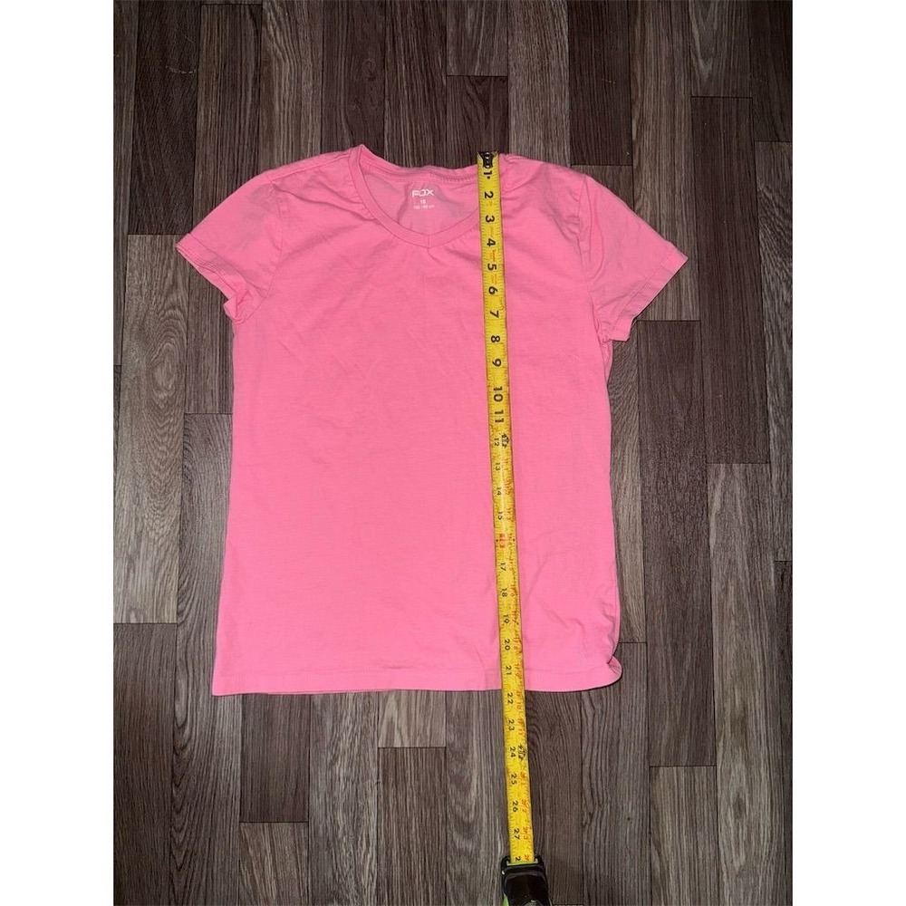 Vtg Fox racing Girls Size 18 Pink V-Neck Short Sleeve T-Shirt preppy classic - Picture 4 of 4